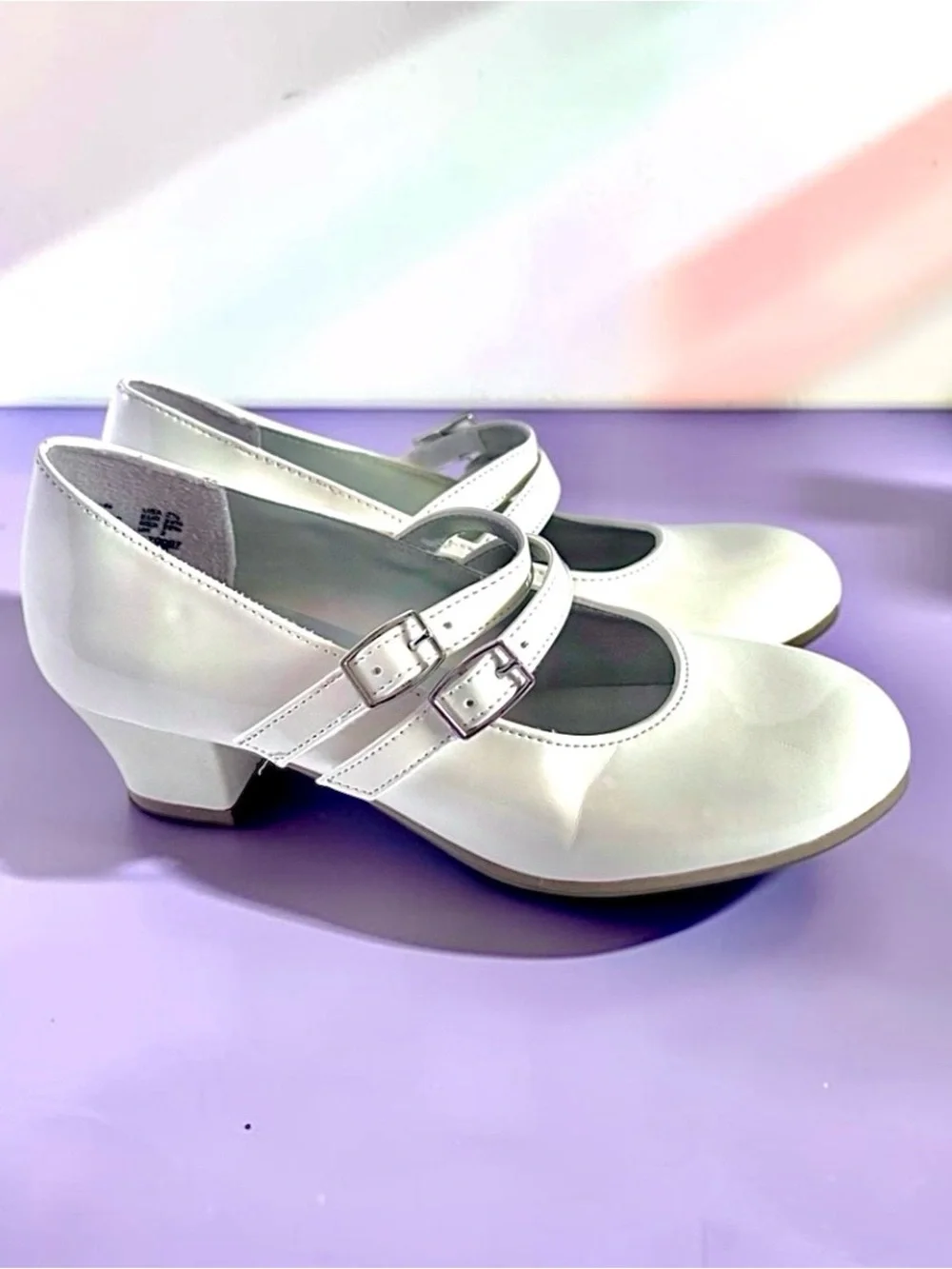 American Eagle Dress Heels White Patent Girls Size 2.5 Excellent Condition 👠